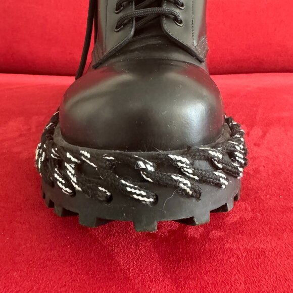 Balenciaga Black Leather Lace-Up Boots - Size 36 Authentic - Picture 8 of 14